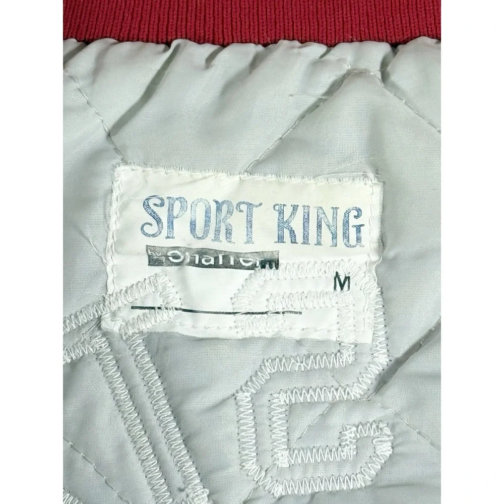 VTG‎ Sport King Pitt State Flags Jacket Red Quilted Bomber Medium USA Retro